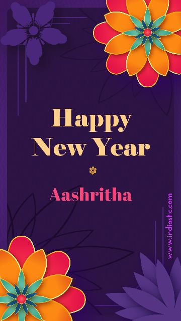 Happy new year Aashritha with colorful flowers image Happy new year Aashritha with colorful flowers image