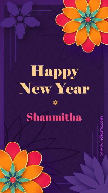Happy new year Shanmitha with colorful flowers image